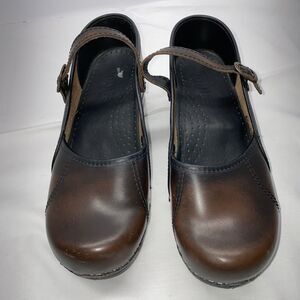 Sanita Professional Mary Jane Clogs EU 39 Brown Leather Dark Academia Twee US 8